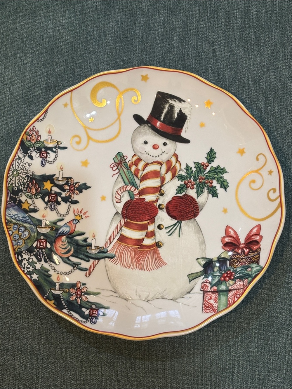Williams Sonoma Snowman Twas the Night Before Christmas Dinner Plate